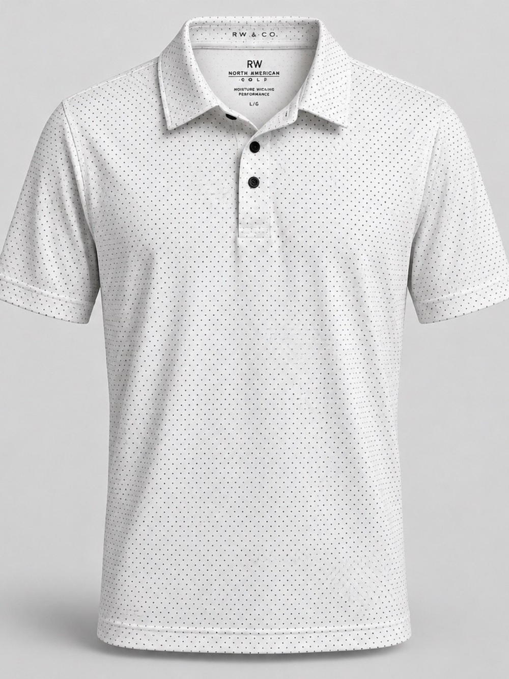 RW&CO. Men's White Microdot Performance Polo
